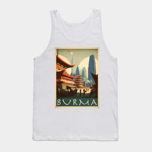 Burma Vintage Travel Art Poster Tank Top